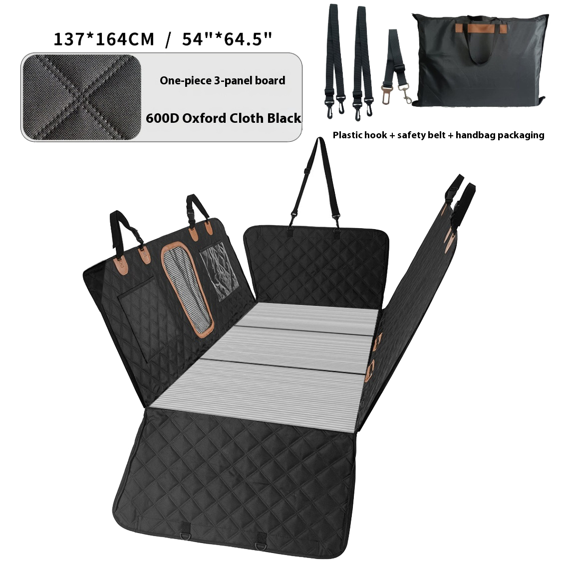 Car Seat Cover - Trzypanelowy, solidny przedłużacz tylnego siedzenia samochodowego,